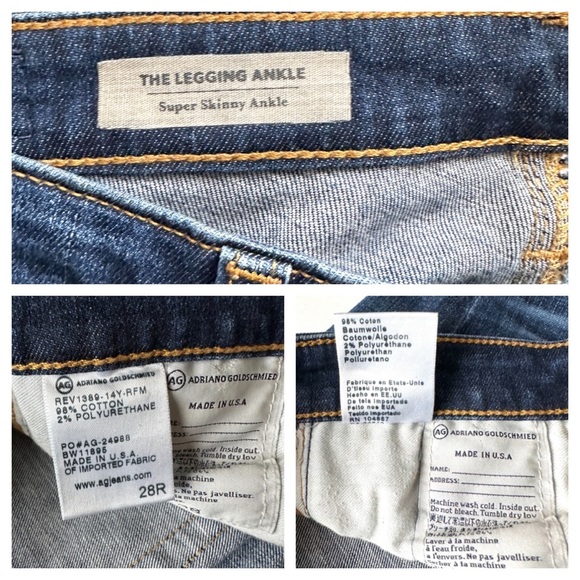 AG ADRIANO GOLDSCHMEID SUPER SKINNY LEGGING DISTRESSED ANKLE JEANS Sz28R - Picture 9 of 13